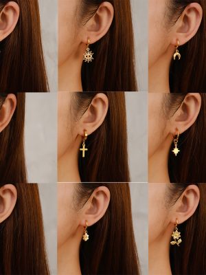 Pendant Earrings All-Match Stainless Steel round Earrings Plated 18K Women's Simple Earrings
