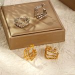 New Multi-Layer Pattern Square Stainless Steel Earrings Light Luxury 18K Gold Women's Earrings