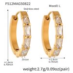 color: F512-Gold Zircon Earrings -L-14mm