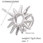 color: A734-Steel Color Sunflower Open Ring / size: US 7