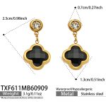 color: TXF611-Black Glass Stone Gold Earrings