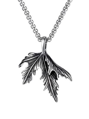 Leaves Maple Leaf Army Flower Geometric Necklace Stainless Steel Vintage Pendant Ornaments