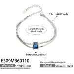 color: E309-Steel Color Blue Zircon Bracelet 17+5cm