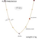color: P1537-Gold Small Faceted Zircon Necklace 40+5cm