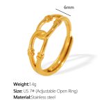 color: JZ94 US Size 7# Adjustable Gold Ring