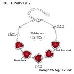 color: TXE510-Red Color Faceted Stone Steel Color Bracelet 16.5+5cm
