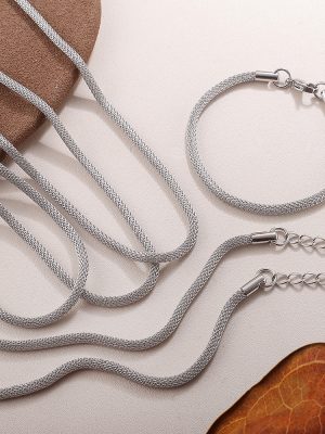 Minimalist Retro Exquisite Bracelet Necklace Stainless Steel Design Ornament Set