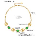 color: TXP514-Green Color Glass Stone Gold Necklace 40+5cm