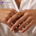 Simple and Irregular Twisted Wave Open Ring Stainless Steel 18K Gold Plating All-Match Simple Bracelet Women