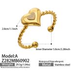 color: Z282-Inlaid Zircon Heart Shape Gold Bangle