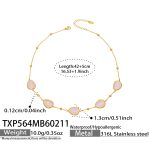 color: TXP564-Gold Pink Cat's Eye Stone Necklace