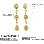 color: F1248-Champagne Color Zircon Drop Gold Earrings
