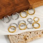 Stainless Steel Vacuum Plating Mesh Bamboo Joint Earring Ear Clip Female Advanced Ear Ring