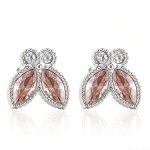 color: 1 Pair Pink Color Stud Earrings Steel Color
