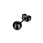 color: 3MM Steel Bead Stud Earrings Black 1 PC