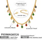 color: P959-Mixed Colors Zircon Gold Necklace 38.5+5cm