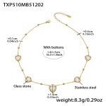 color: TXP510-White Faceted Stone Gold Necklace 42+5cm