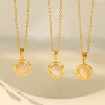 Light Luxury Stainless Steel Necklace with Cat's Eye Pendant Female Plated 18K High Class Elegant Clavicle Chain Female