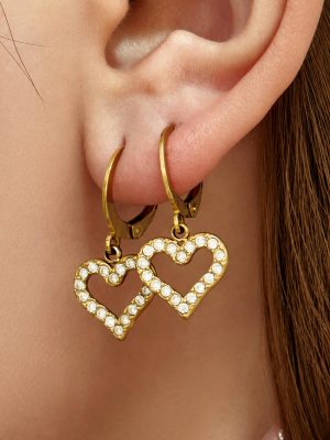 Light Extravagant Love Heart Zircon Earrings Super Flash Earrings All-Matching Earring Ornament Women