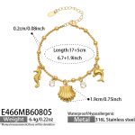 color: E466-Marine Life Zircon Gold Bracelet -17+5cm