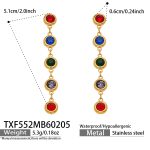 color: TXF552-Gold Full Pave Zircon Earrings