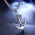 Boat Anchor Rudder Cross Pearl Chain Necklace Stainless Steel Retro Pendant Ornaments