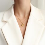 color: P1012-Gold Drop Shape Necklace 40+5cm