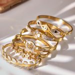 Luxury 5A Zircon Ring Buckle Bracelet Combination Four-Leaf Clover Wheat Full Diamond Bracelet Jewelry