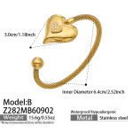 color: Z282-B Style Heart Zircon Gold Open Bangle