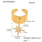 color: A074-B Gold Eight-pointed Star Zircon Ring