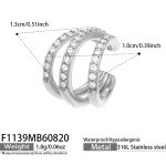 color: F1139-Three Layer Zircon Steel Color Ear Clip -Single
