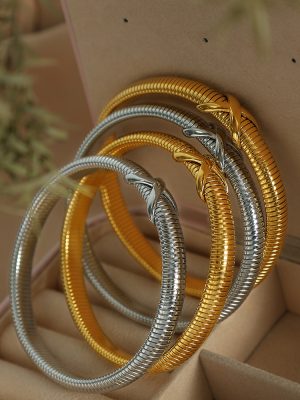Cross-Knotted Goose Throat Stainless Steel 18K Gold Plating Elastic Bracelet Personalized Design Versatile Modern Bracelet for Women