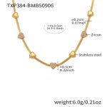 color: TXP384-B Gold Heart Zircon Necklace 41+5cm
