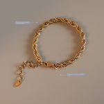 French Heavy Industry Special-Shaped Thick Hemp Flowers Twisted Bracelet Color-Retaining Stainless Steel Plated 18K Real Gold Cold Door Ornament