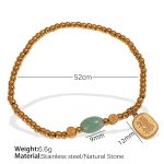 color: SL119GNG Green Natural Stone Gold Bracelet