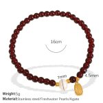 color: SL111RDG Red Agate Gold Bracelet