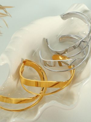 Minimalist Winding Irregular Open-Ended Bracelet Ol Geometric Design Cold
