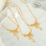 Simple Light Gold Water Drop Lava Necklace Women's Design Advanced Clavicle Chain Luxury All-Match