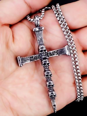 New Vintage Skull Cross Pendant Ornaments Gothic All-Match Domineering Men's Necklace Accessories