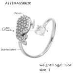 color: A771-Steel Color Dolphin 5A Zircon Ring / size: US 7