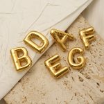 Glossy Bubble 26 English Letter Necklace for Women All-Match 18K Gold DIY Ornament Pendant