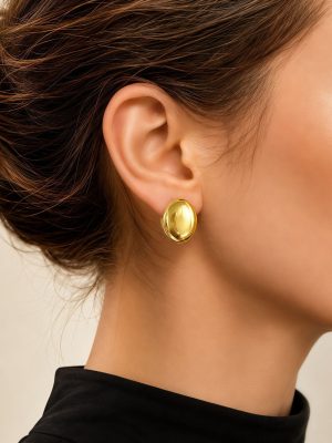 All-316 stainless steel gold oval ear clips, women’s versatile, OEM