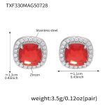 color: TXF330-Steel Color Red Zircon Zircon Earrings