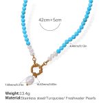 color: XL413BEG Blue Turquoise Gold Necklace