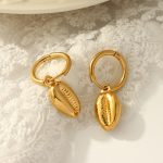 New Personalized Design Simple Stainless Steel Gold-Plated Small Shell Irregular Pendant Earrings Jewelry Women