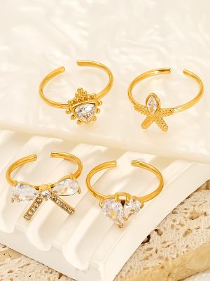 Light Luxury Electroplated Ring Female Elegant Graceful Stainless Steel Ring Advanced All-Match