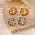 Autumn and Winter New Stainless Steel Earrings French Simplicity Advanced Ornament Unique Geometric Ear Ring