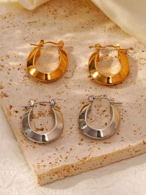 Autumn and Winter New Stainless Steel Earrings French Simplicity Advanced Ornament Unique Geometric Ear Ring