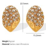 color: EH779 White Rhinestone Gold Earrings