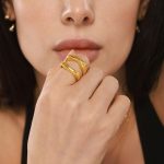 Simple Rectangular Ring All-Match Jewelry Stainless Steel Plated 18K Real Gold Ring